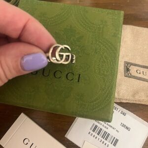 Gucci Silver GG Key Ring sz 6